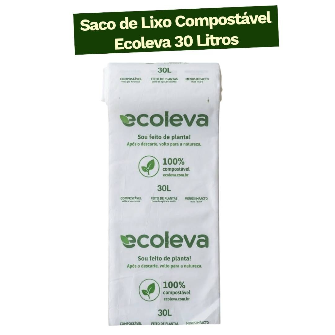 Saco de Lixo 100% Compostável 30L Ecoleva