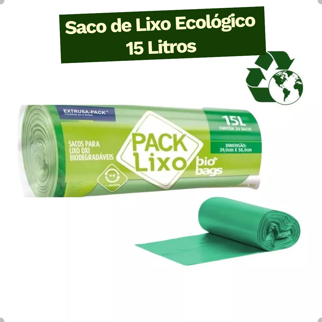 Saco de Lixo Ecológico 15 Litros - 60 Unidades