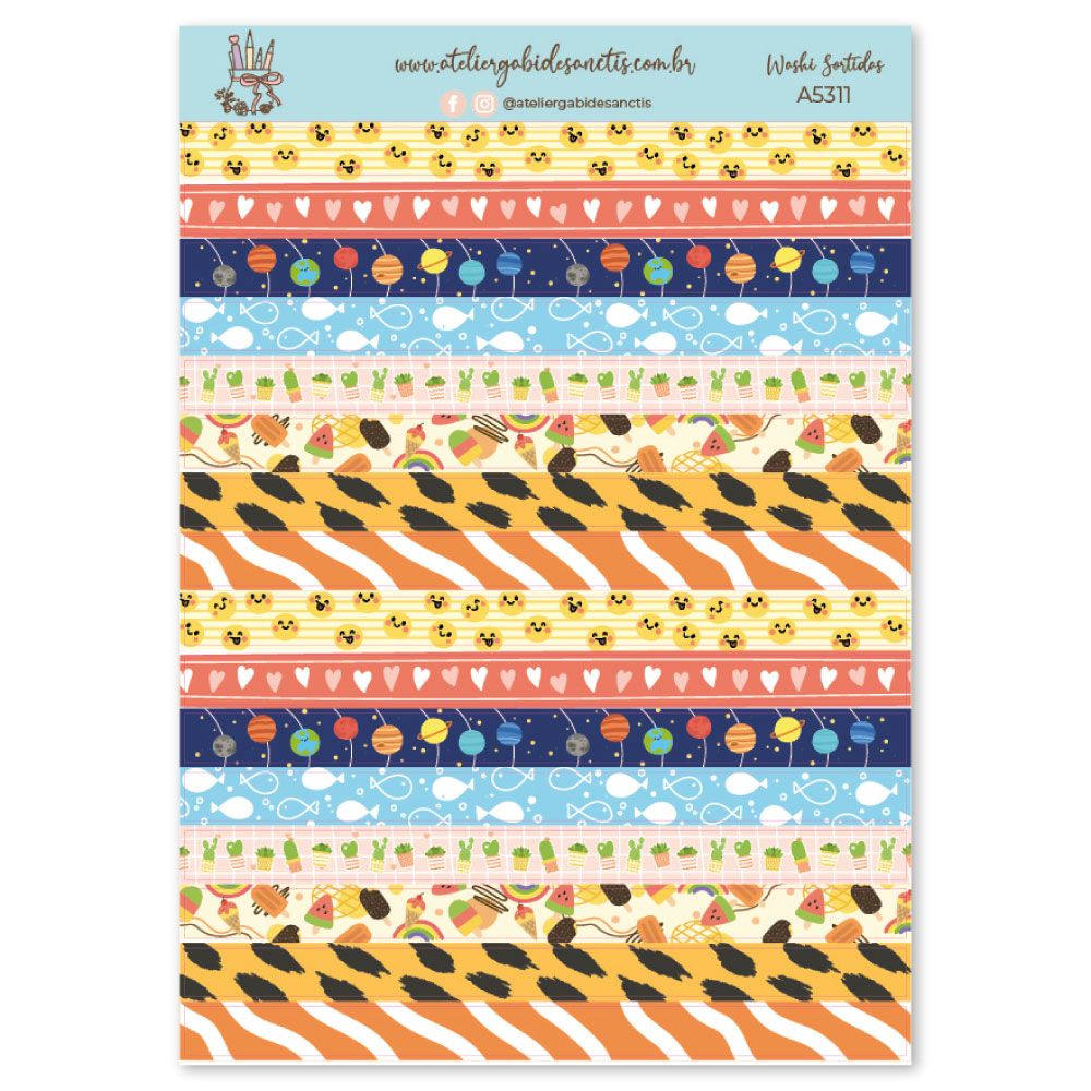 Washi Sortidas - Adesivos - A5
