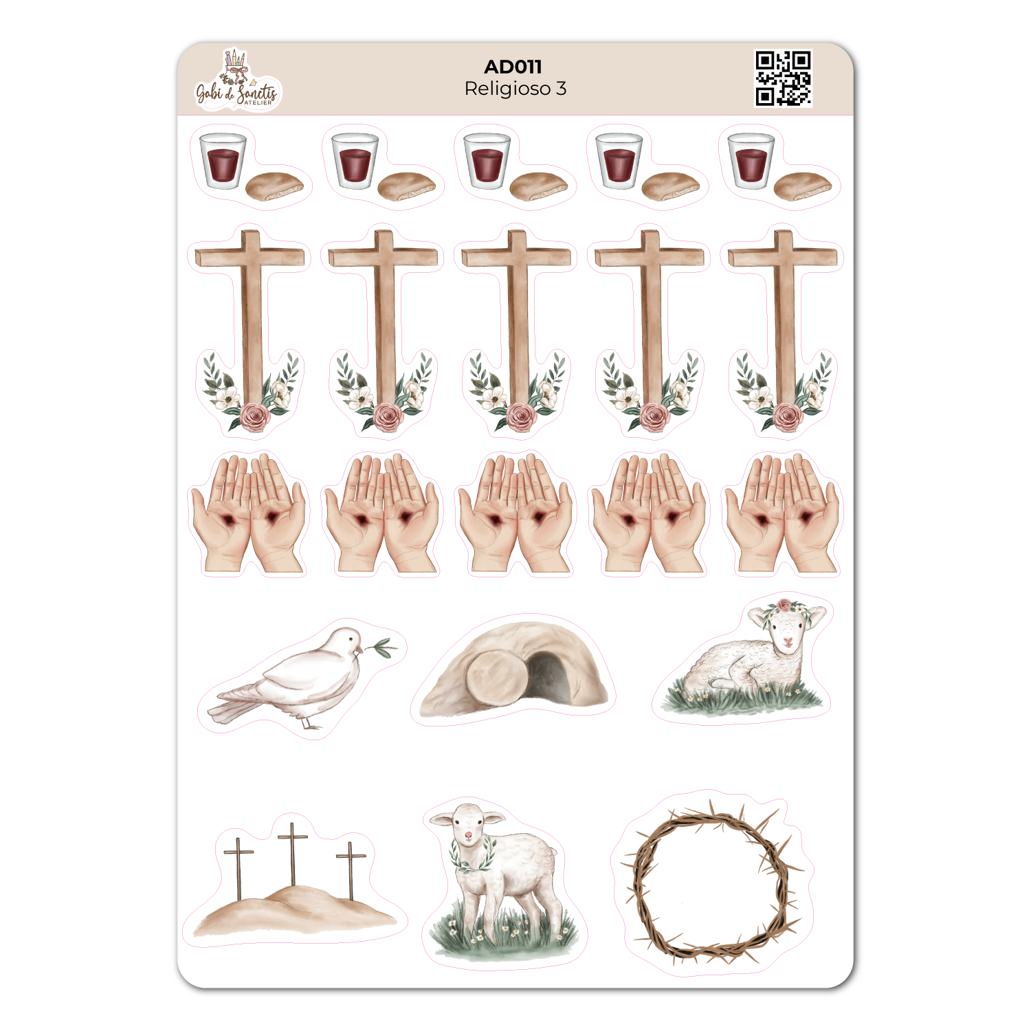 Cartela de Adesivos - Religioso 3
