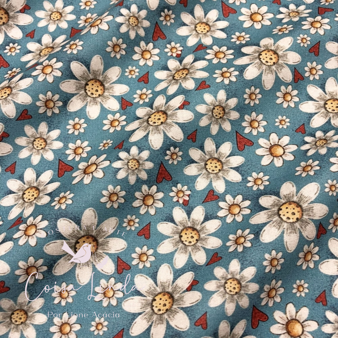 TRICOLINE DIGITAL FLORES FUNDO AZUL