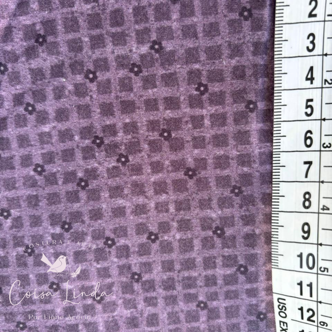 TRICOLINE DIGITAL XADREZ FLORES VIOLETAS