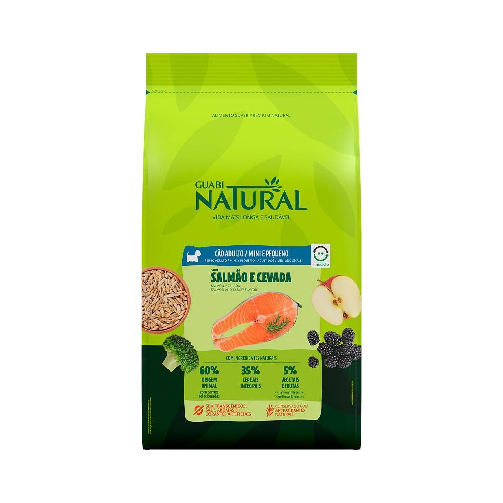 Ração Guabi Natural para Cães Adultos de Porte Mini e Pequeno Sabor Salmão e Cevada 1kg