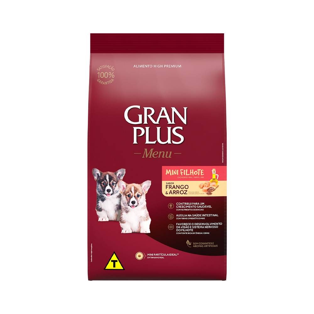 Ração GranPlus Menu Para Cães Filhotes de Porte Mini Sabor Frango e Arroz 1kg