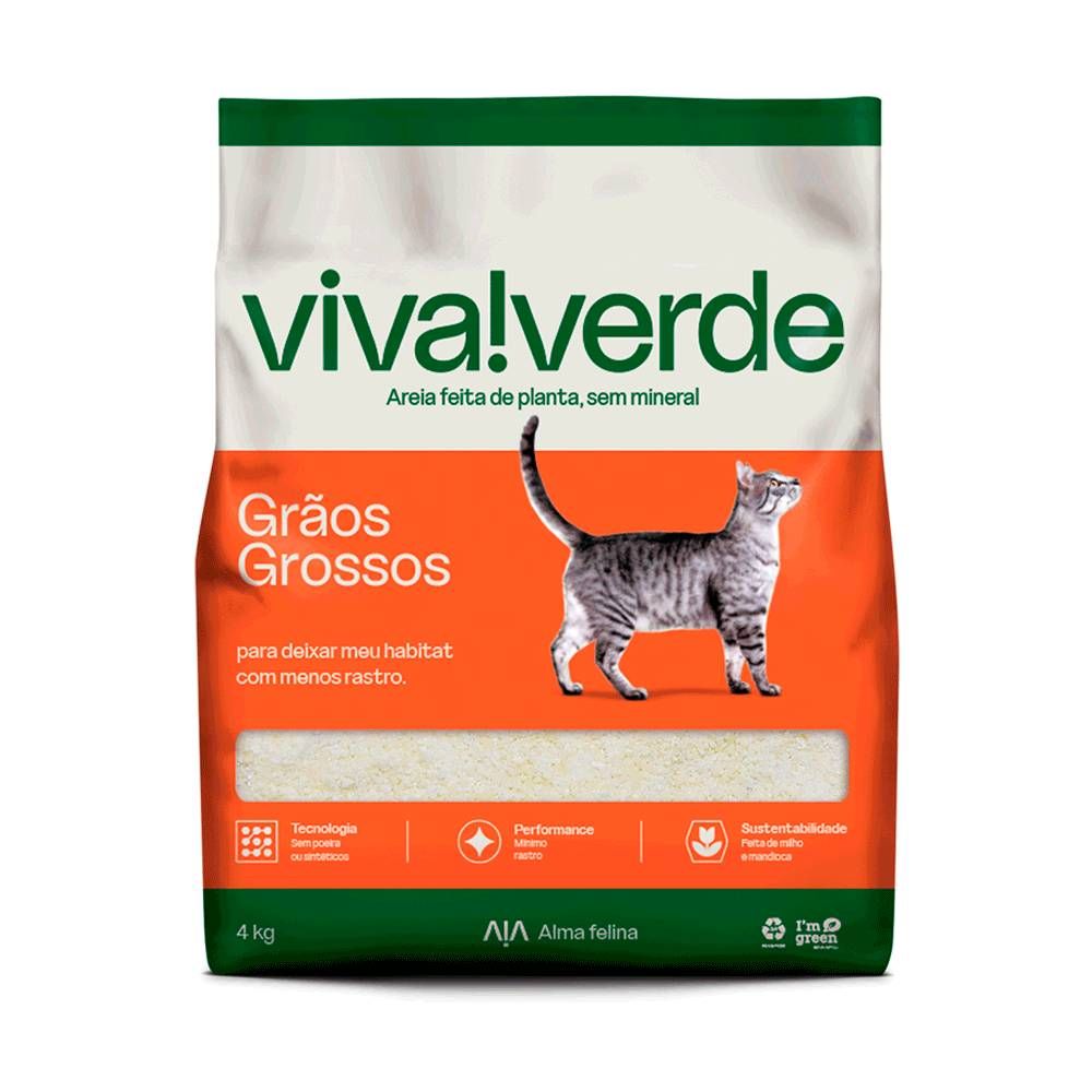 Areia Higiênica Viva Verde Grãos Grossos para Gatos 4kg