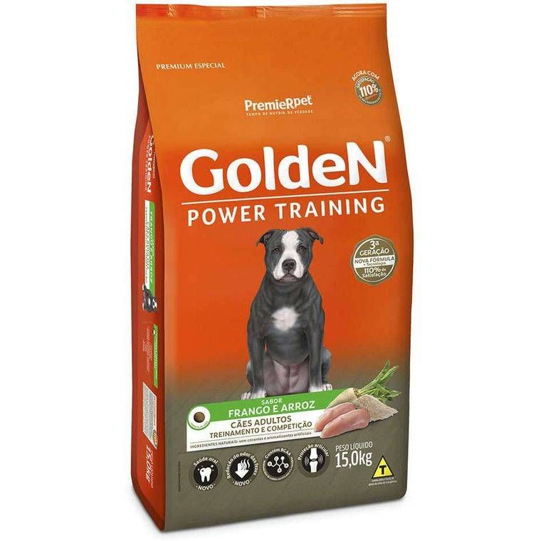 Ração Golden Power Training para Cães Adultos Sabor Frango e Arroz - 15 kg