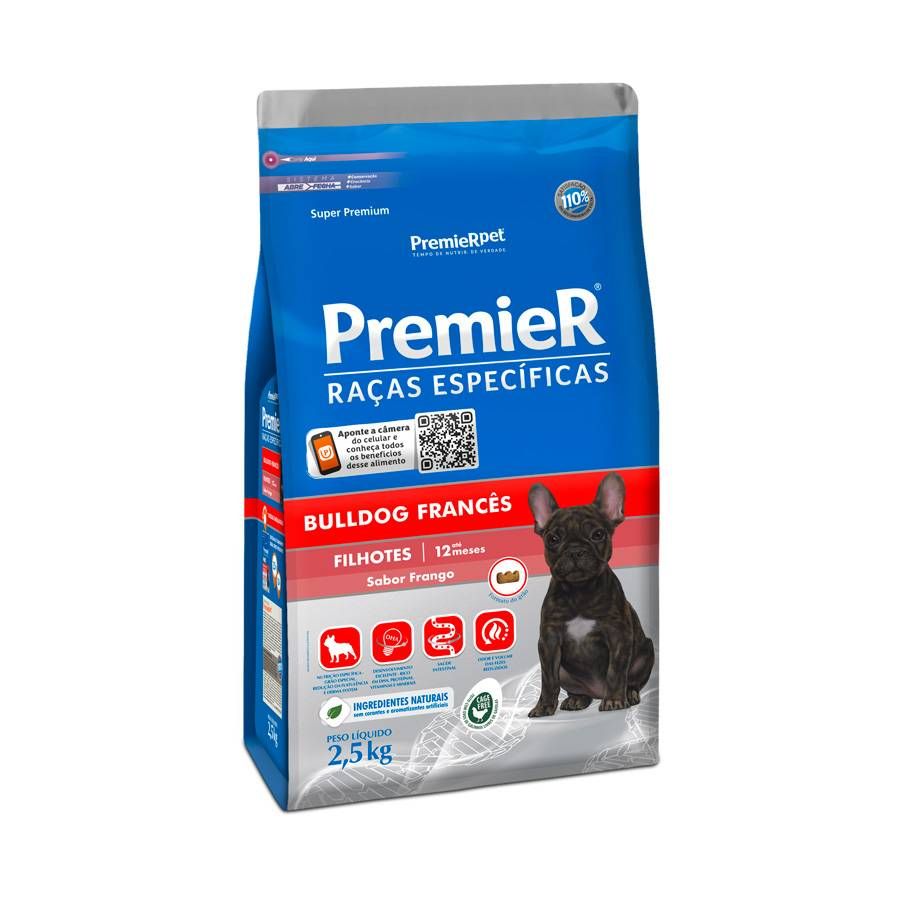 Ração Premier Raças Específicas Bulldog Francês para Cães Filhotes\n2,5kg