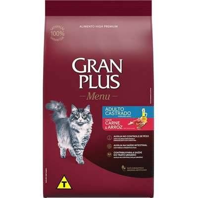 Ração GranPlus Carne e Arroz para Gatos Castrados 10,1kg