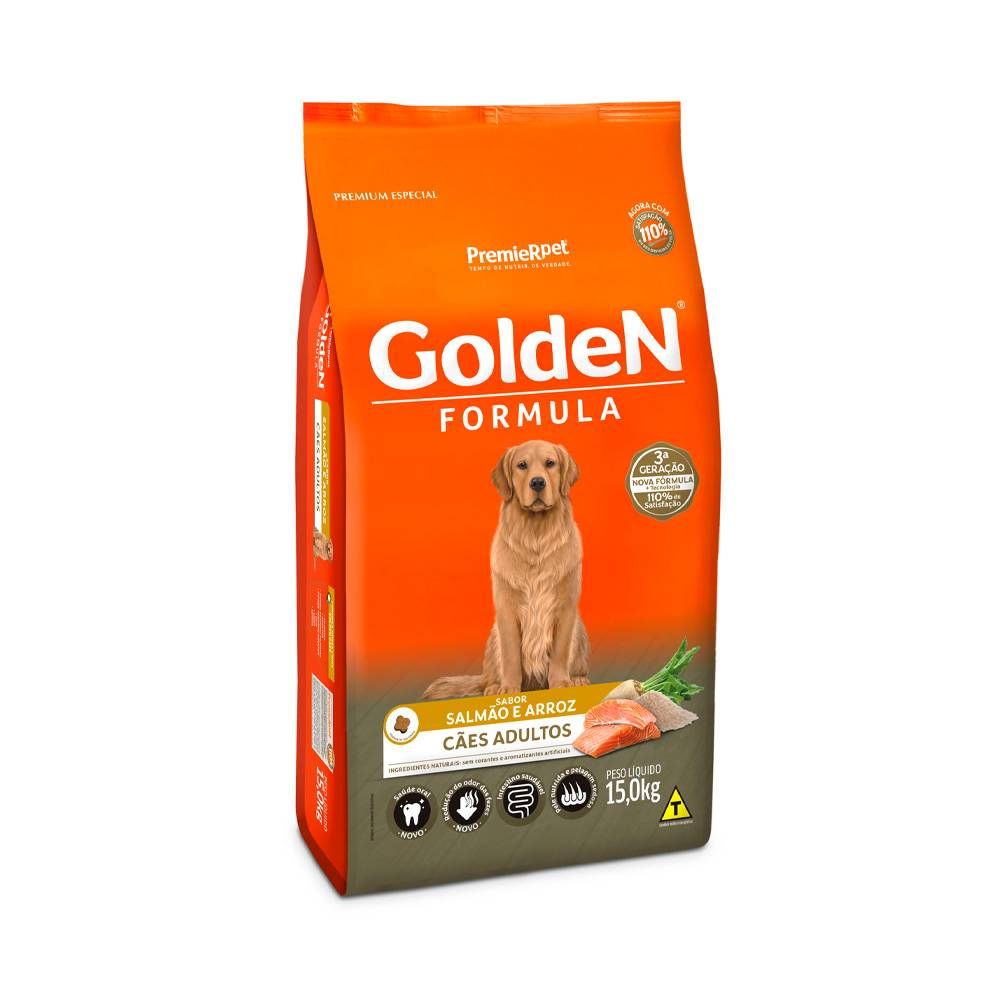 Ração Golden Fórmula para Cães Adultos Sabor Salmão e Arroz 15kg