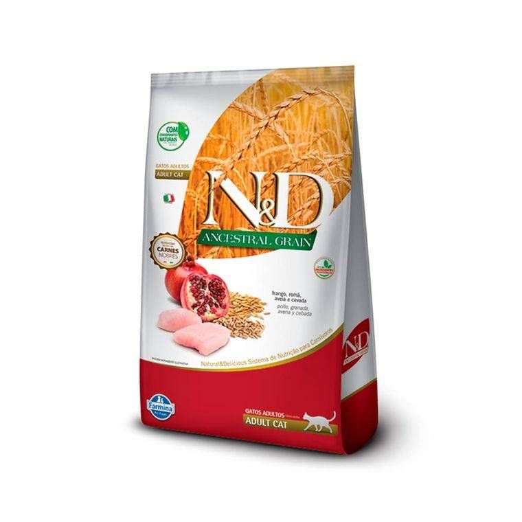 Ração Farmina ND Ancestral Grain para Gatos Adultos Sabor Frango e Romã 7,5KG