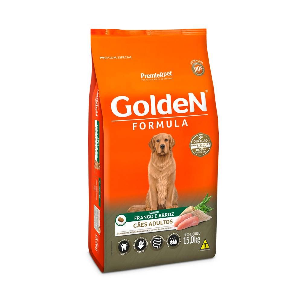 Ração Golden Fórmula para Cães Adultos Sabor Frango e Arroz - 15kg