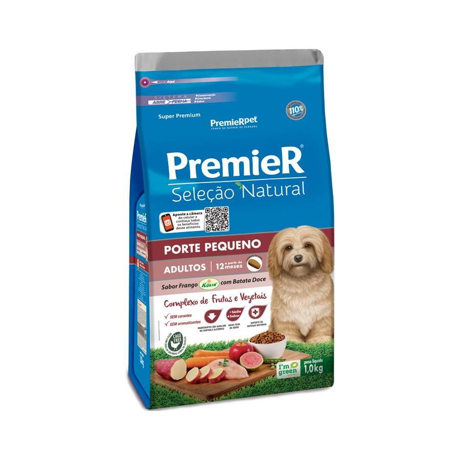 Ração Premier Seleção Natural para Cães Adultos Raças Pequenas Frango com Batata Doce - 1kg\n