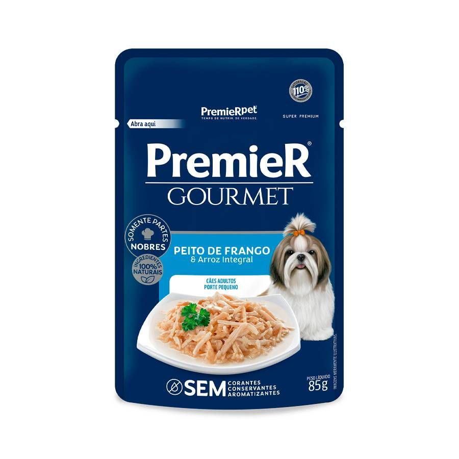 Ração Úmida Premier Gourmet Para Cães Sabor Peito de Frango e Arroz Integral 85g