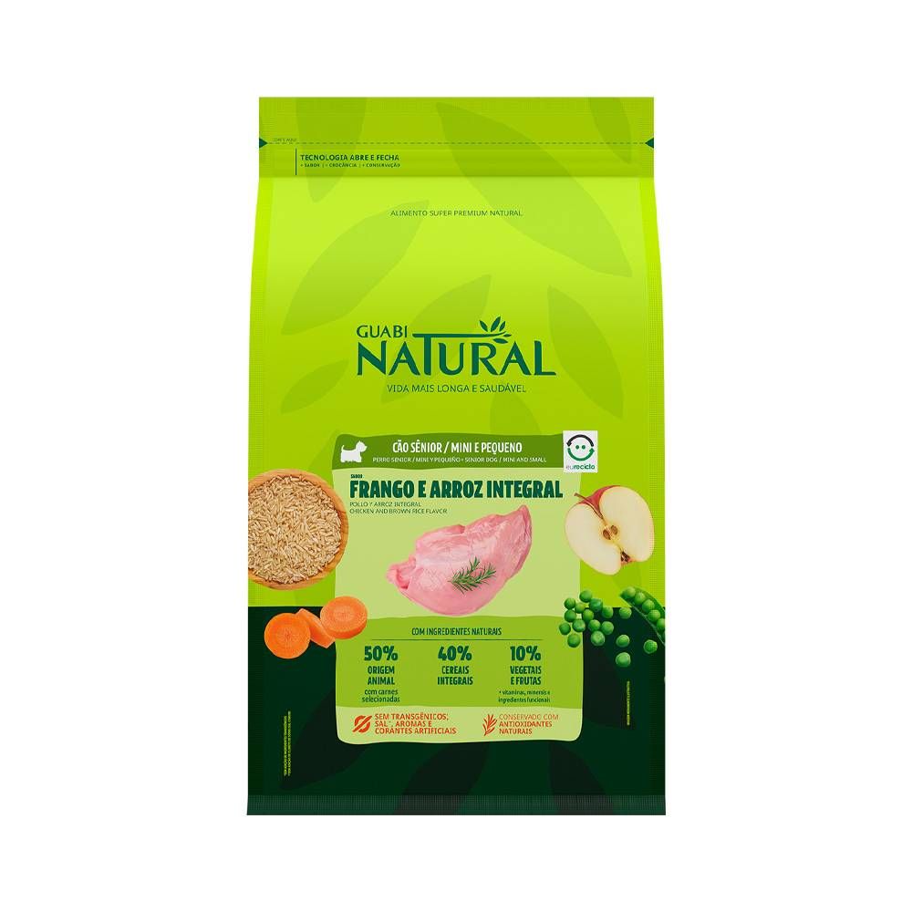 Ração Guabi Natural para Cães Sênior de Porte Mini e Pequeno Sabor Frango e Arroz Integral 10,1kg