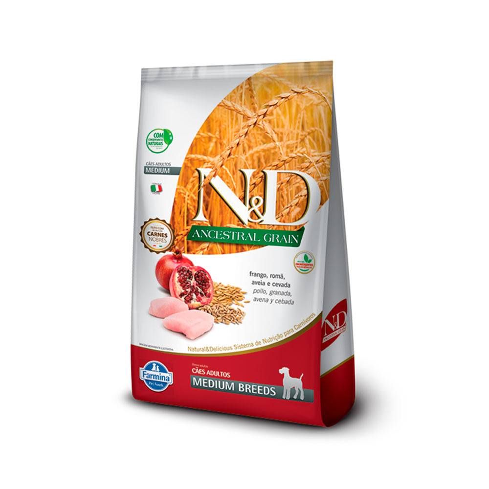 Ração Farmina ND Ancestral Grain para Cães Adultos de Raças Médias Sabor Frango e Romã 2,5kg