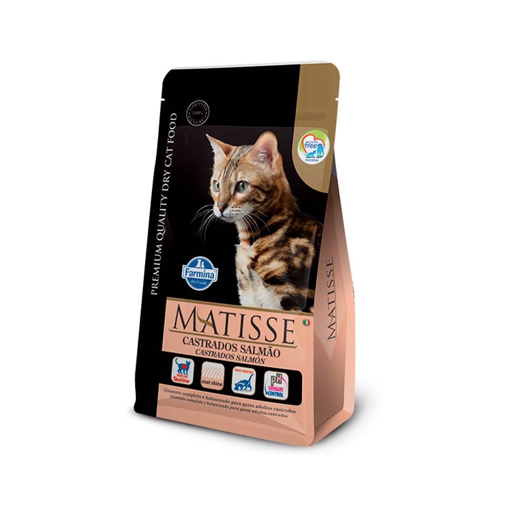 Ração Farmina Matisse para Gatos Adultos Castrados Sabor Salmão 7,5kg