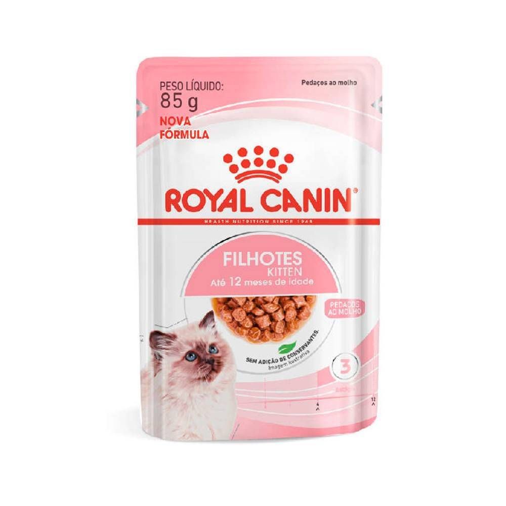 Ração Úmida Pedaços ao Molho Royal Canin Sachê para Gatos Filhotes com Até 12 Meses 85 g