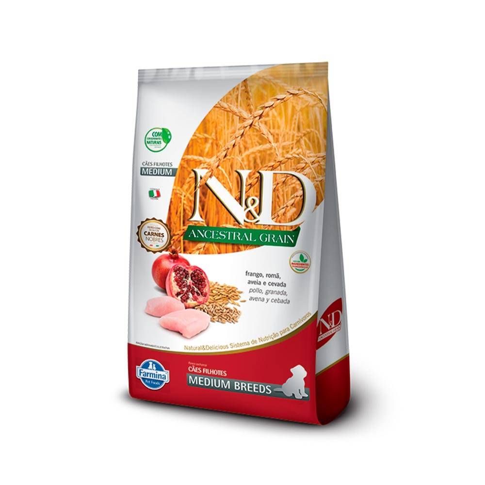 Ração Farmina ND Ancestral Grain para Cães Filhotes de Raças Médias Sabor Frango e Romã 2,5kg