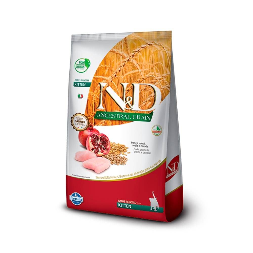Ração Farmina N&D Low Grain para Gatos Filhotes Sabor Frango e Romã 7,5kg 