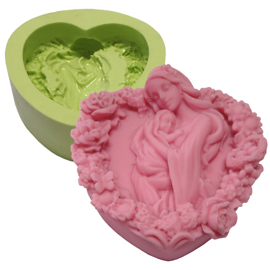 Molde de Silicone Coração Flores Mãe com Bebê