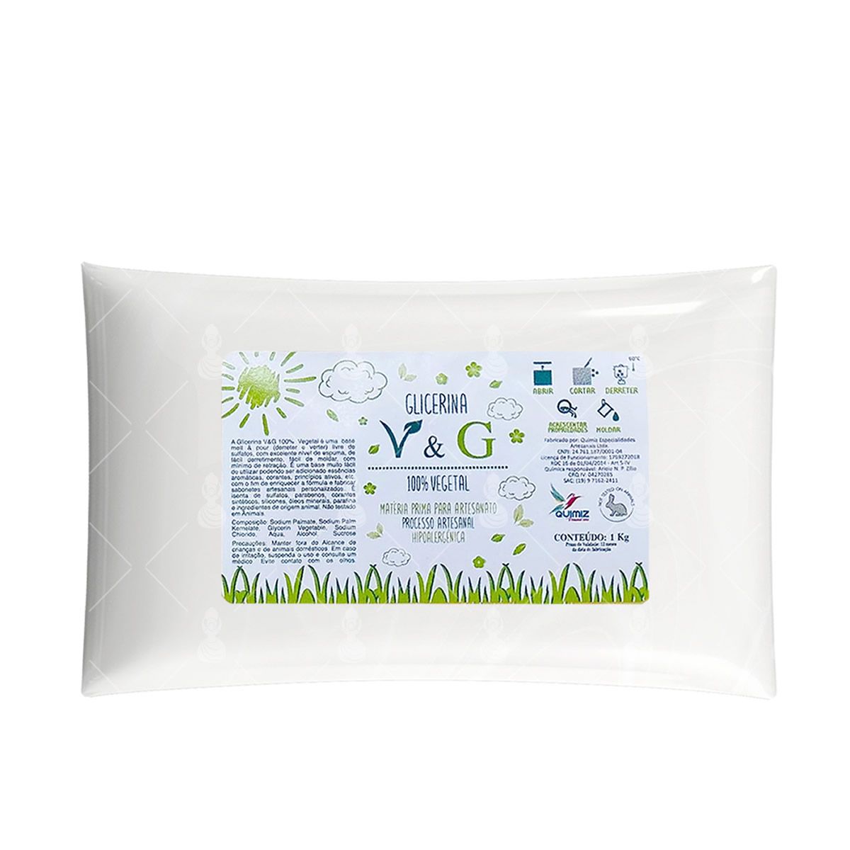 Base Glicerinada Neutra Vegetal V&G 1kg Transparente/Branca/Mista