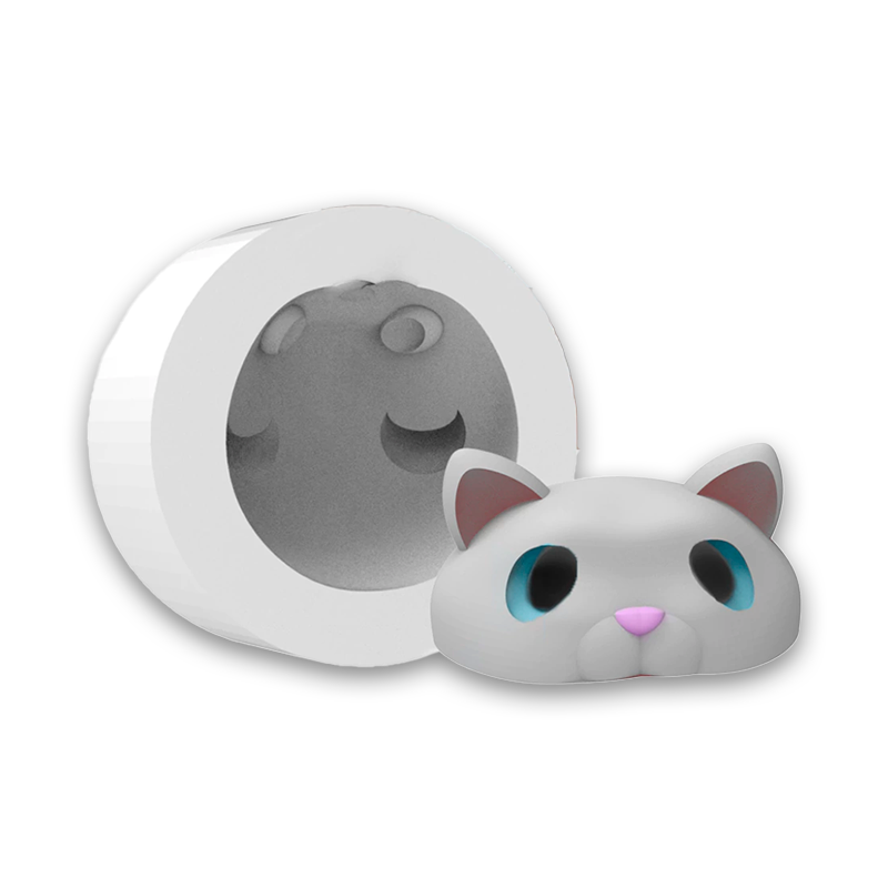 Molde de Silicone Gatinho Escondido para Sabonetes, Velas e Resina Artesanal