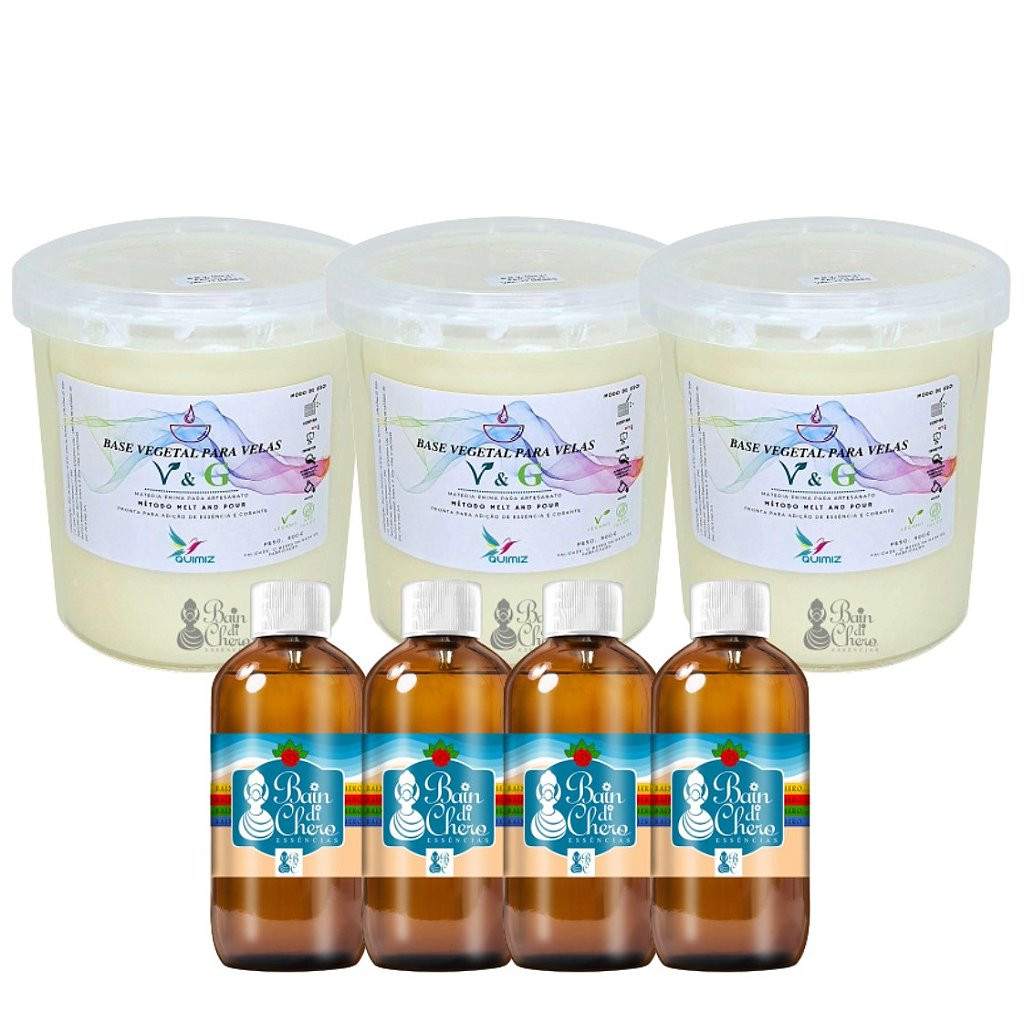 Kit Faça Você Mesmo Velas Aromáticas Cera de Palma 2,7kg