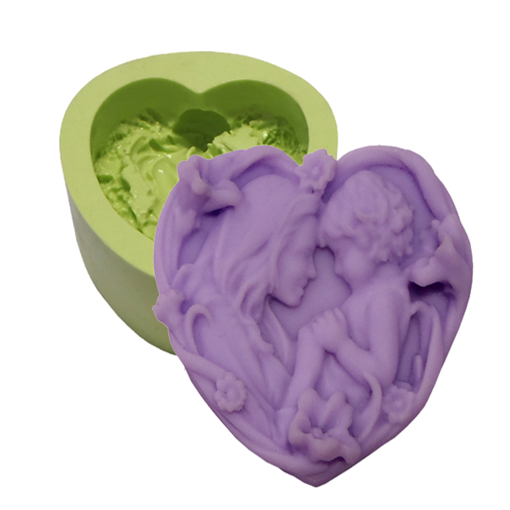 Molde de Silicone Coração Flores Mãe e Filho