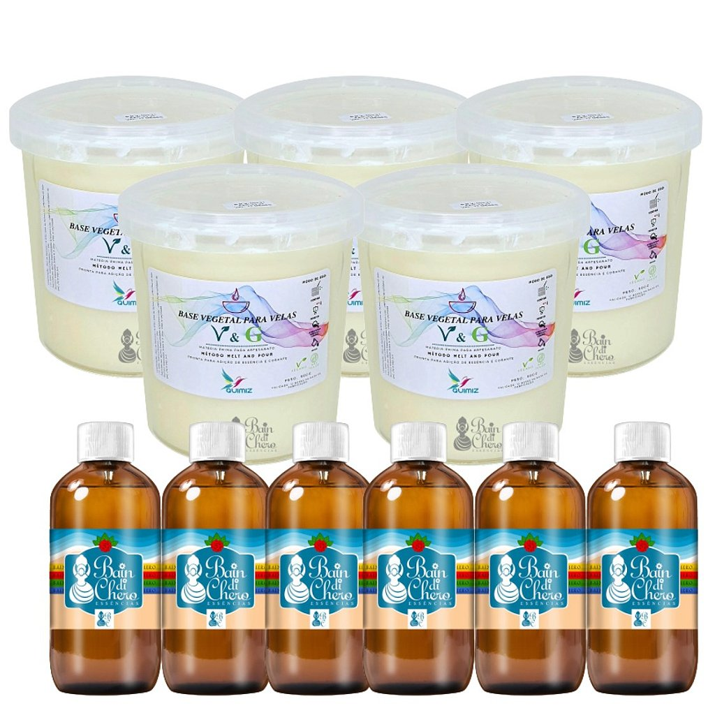 Kit Faça Você Mesmo Velas Aromáticas Cera de Palma 4,5kg
