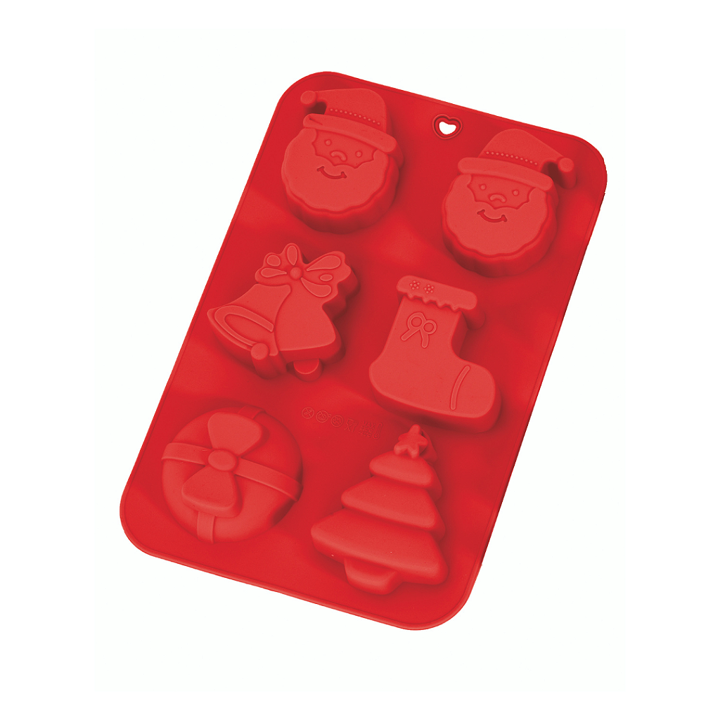 Molde de Silicone Natalino Papai Noel e Bota 6 Cavidades