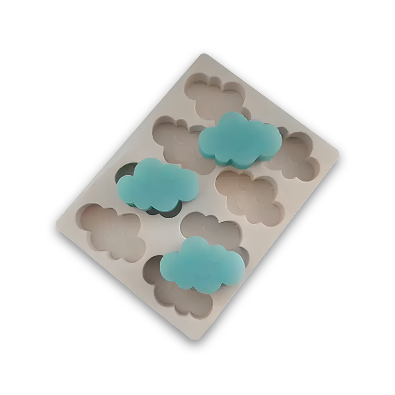 Molde de Silicone Nuvem Encaixe 8 Cavidades para Sabonetes, Velas e Resina Artesanal