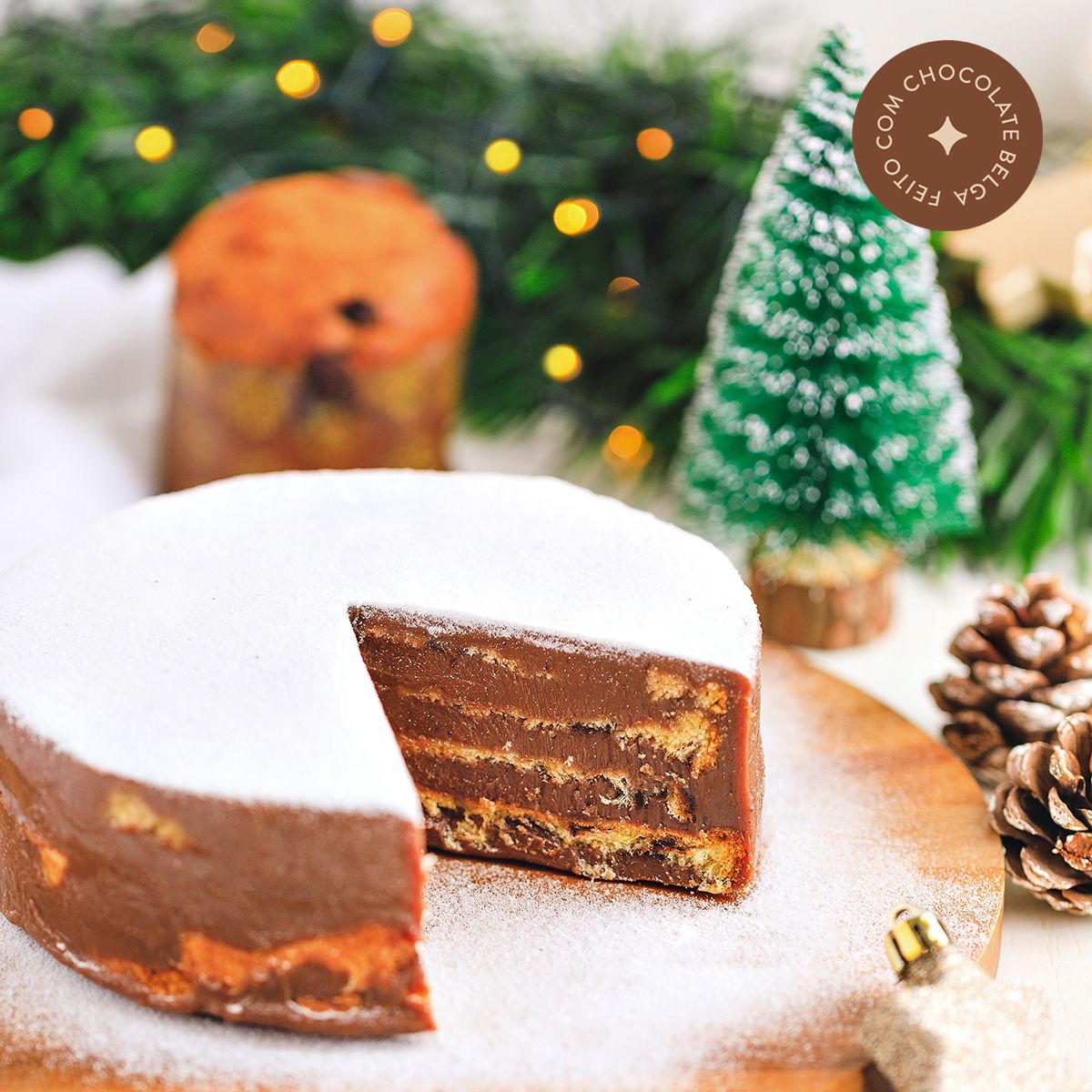 Torta Palha Brigadeiro Com Panettone com Gotas