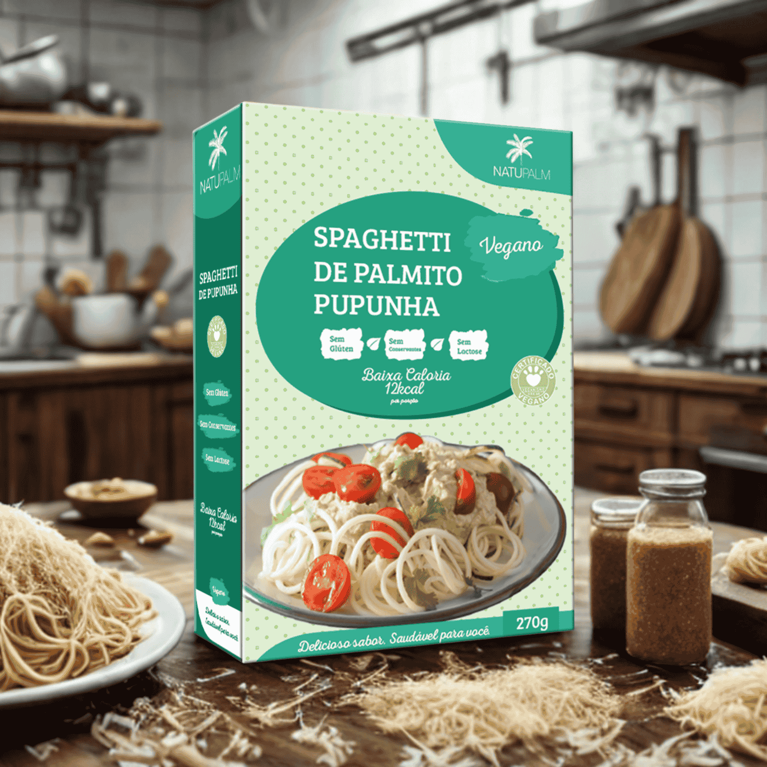 Spaghetti de Palmito Pupunha - 270g - Natupalm