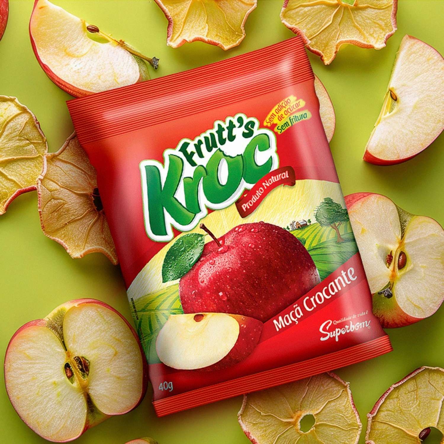 Maçã Crocante Desidratrada - 40g - Superbom