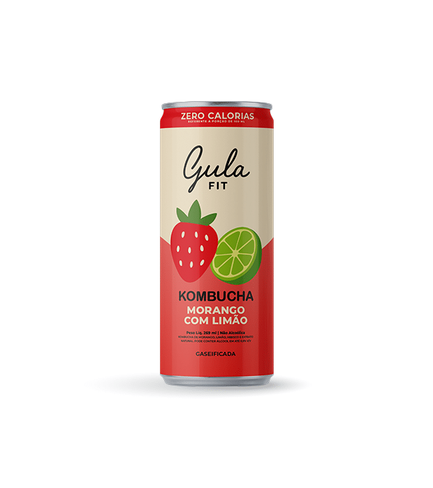 Kombucha Lata - Morango com Limão - 269ml - Gula Fit