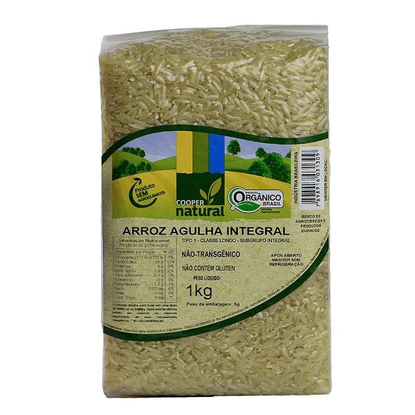 Arroz Agulha Integral - 1kg - Coopernatural