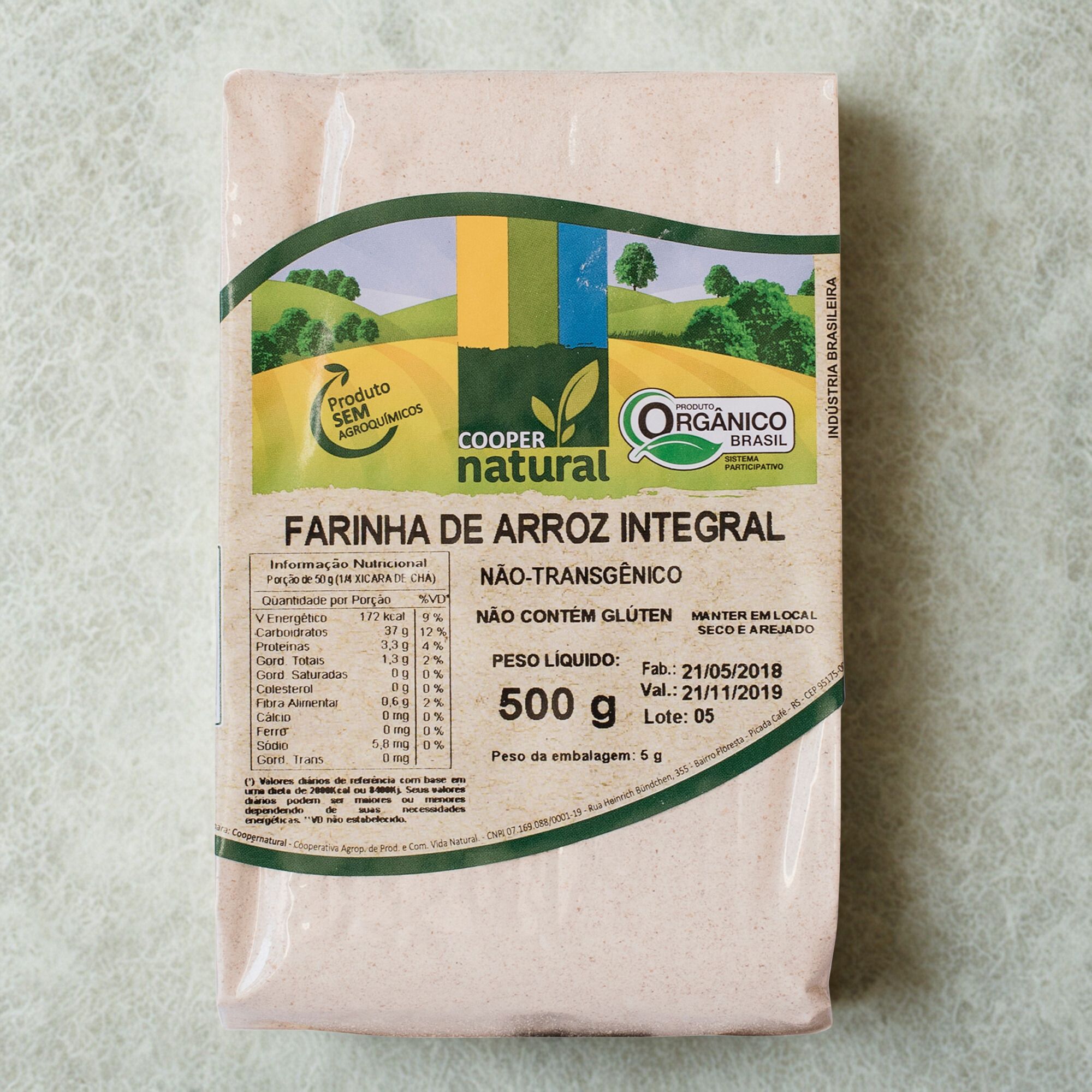 Farinha de Arroz Integral - 500g - Coopernatural
