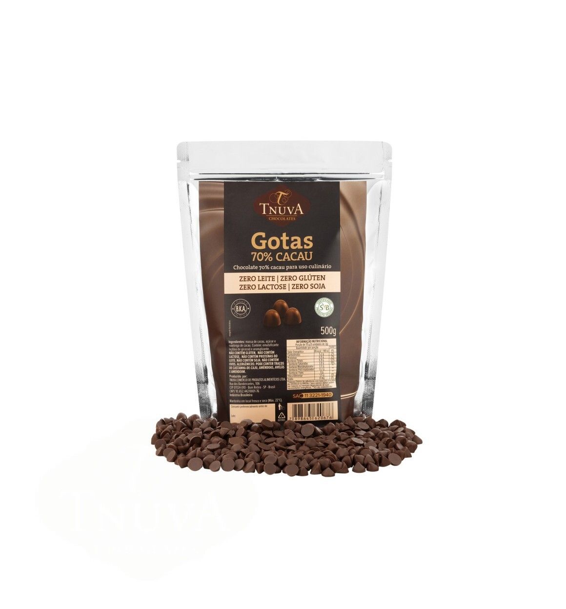 Gotas de Chocolate 70% Cacau Culinário - 500g - Tnuva