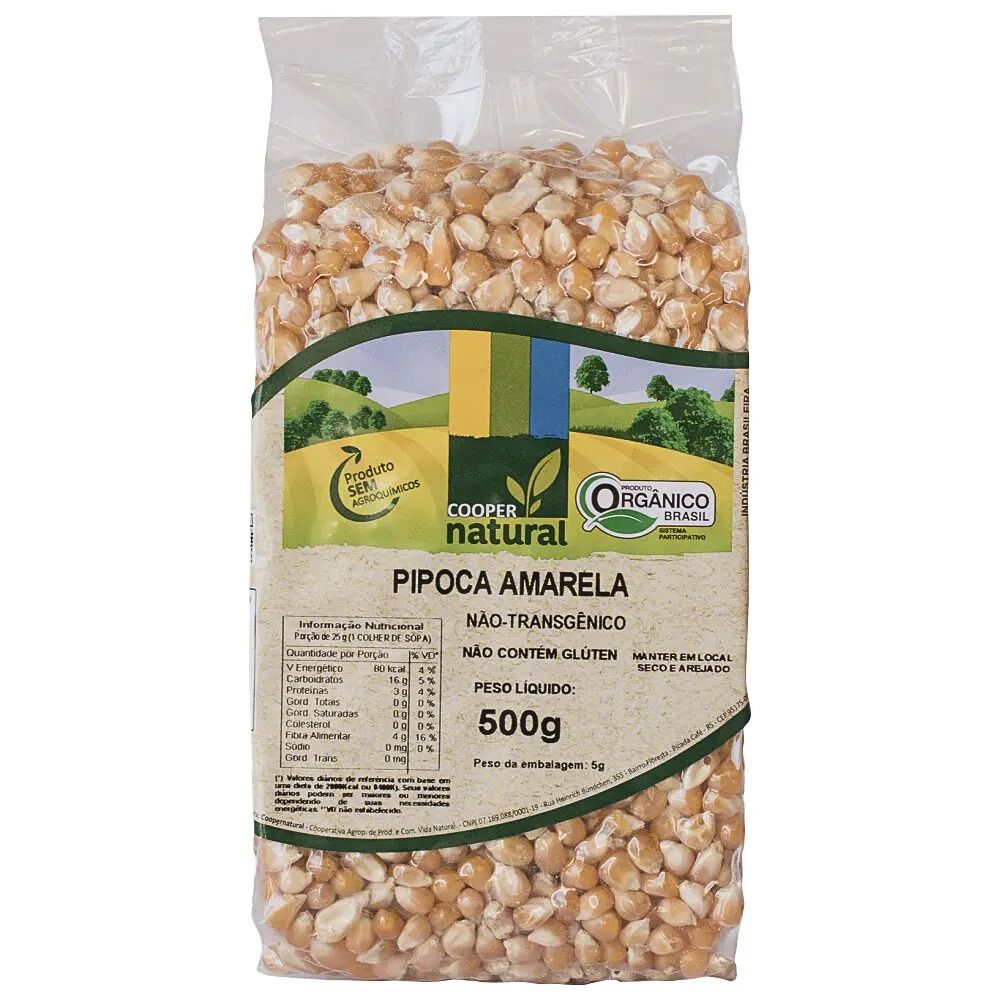 Milho de Pipoca Amarela - 500g - Coopernatural