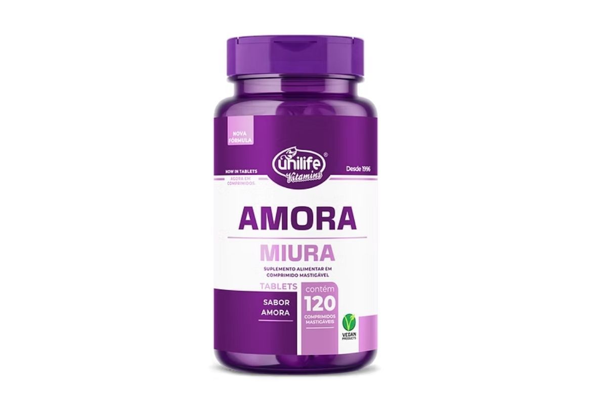 Amora Miura Mastigável + Vitaminas E, D e B12 - 120 Comp. - Unilife