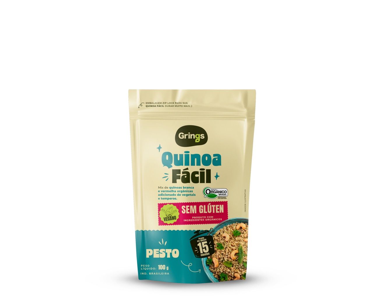 Quinoa Fácil - Pesto de Manjericão - 100g - Grings