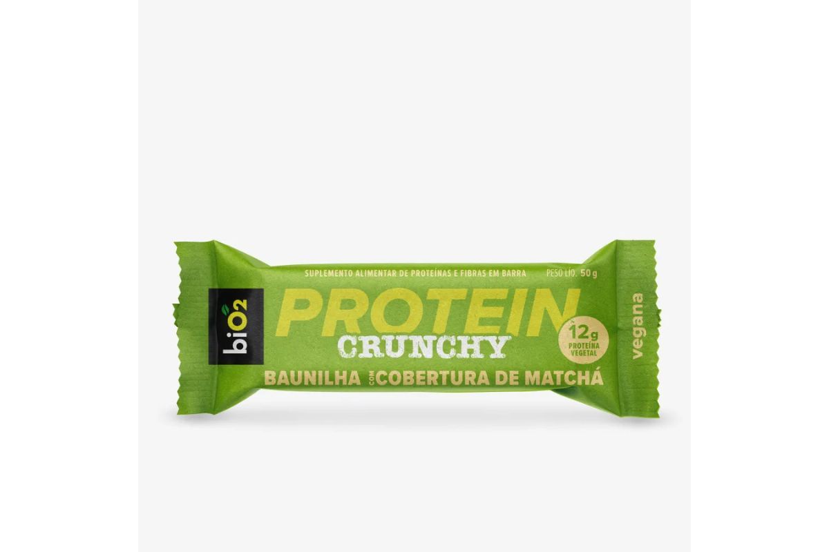 biO2 Protein Crunchy Baunilha com Cobertura sabor Matchá 50 g