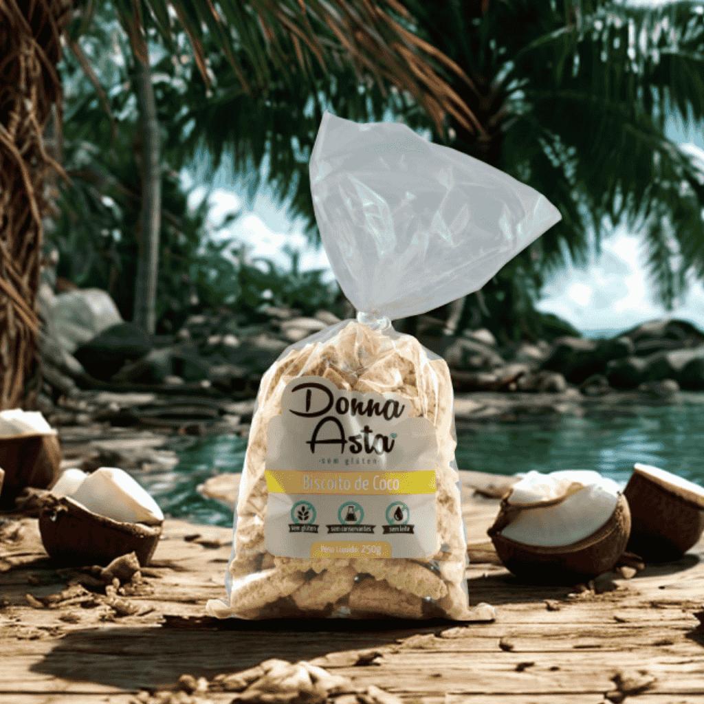 Biscoito de Coco Sem Glúten - 250g - Donna Asta