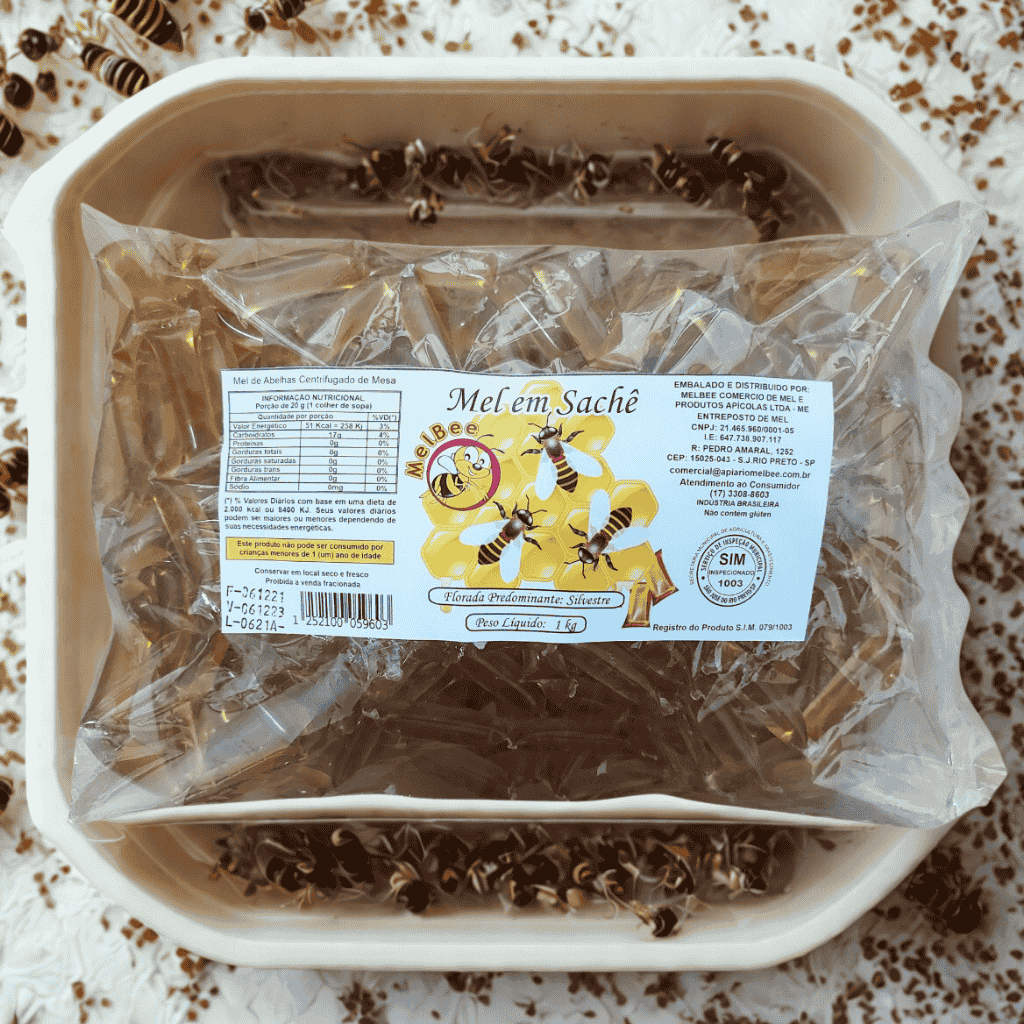 Mel Multifloral Puro Sachê - 1kg - Apiário Flor de Mel