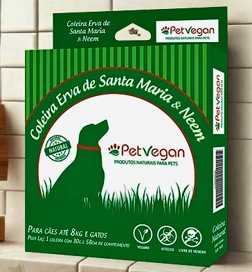 Coleira Repelente 8kg a 15kg (Cães) - Erva de Santa Maria e Neem - Pet Vegan