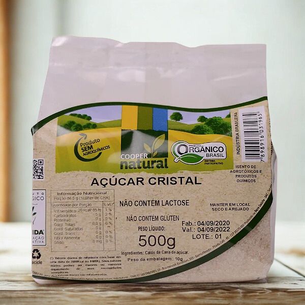 Açúcar Cristal Orgânico - 500g - Coopernatural
