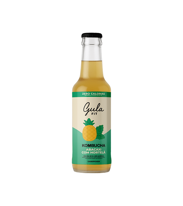 Kombucha - Abacaxi com Hortelã - 280ml - Gula Fit