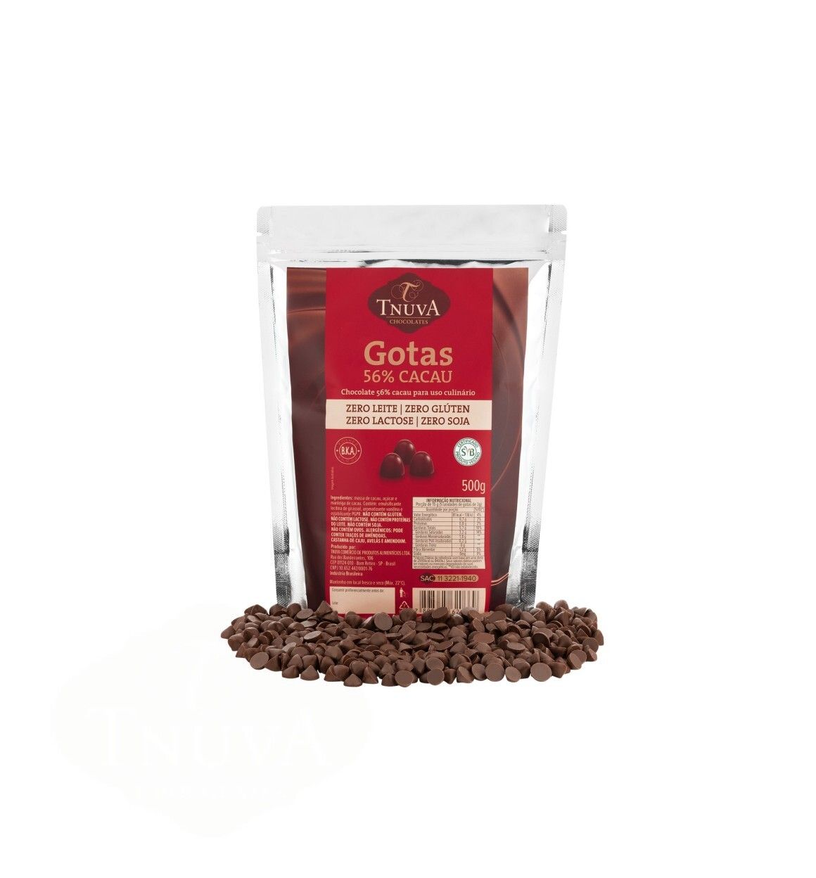 Gotas de Chocolate 56% Cacau Culinário - 500g - Tnuva