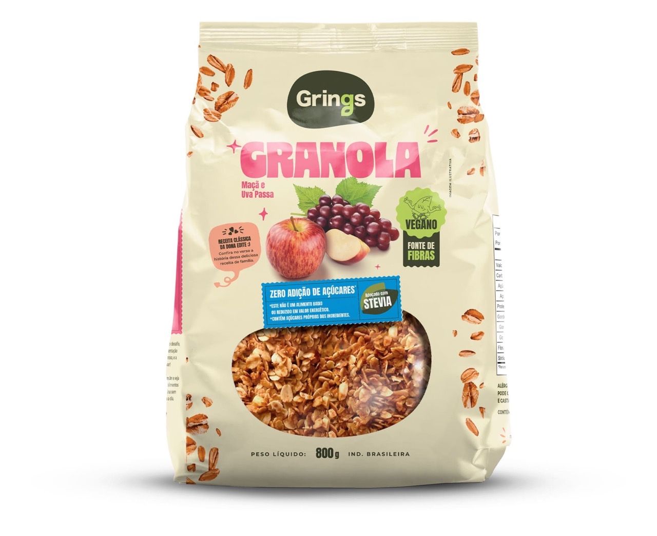 Granola - Maçã - Zero Açúcares - 800g - Grings