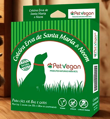 Coleira Repelente Até 8kg (Cães e Gatos) - Erva de Santa Maria e Neem - Pet Vegan